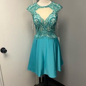 Tony Bowls Blue A-line Mini Dress for Prom